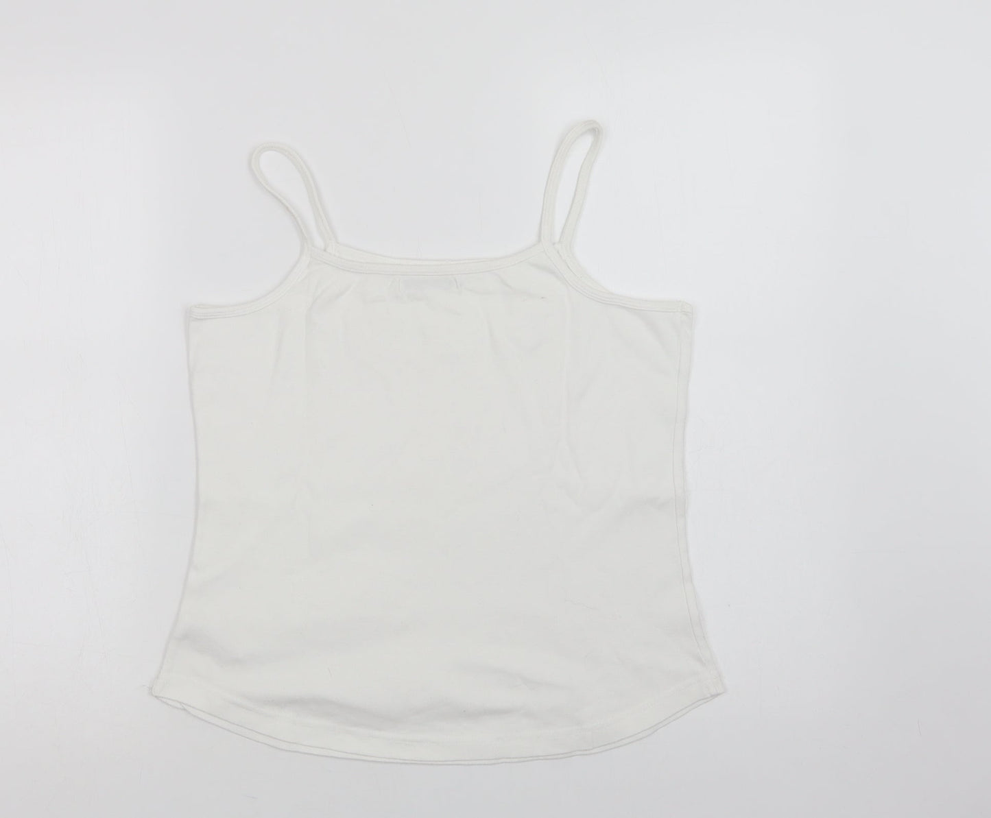 Dunnes Stores Womens White  Cotton Basic Tank Size 18 Square Neck