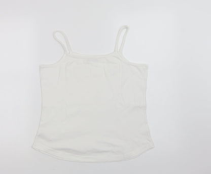 Preloved Dunnes Stores Womens White  Cotton Basic Tank Size 18 Square Neck - Back