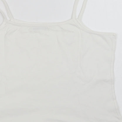 Preloved Dunnes Stores Womens White  Cotton Basic Tank Size 18 Square Neck - Label
