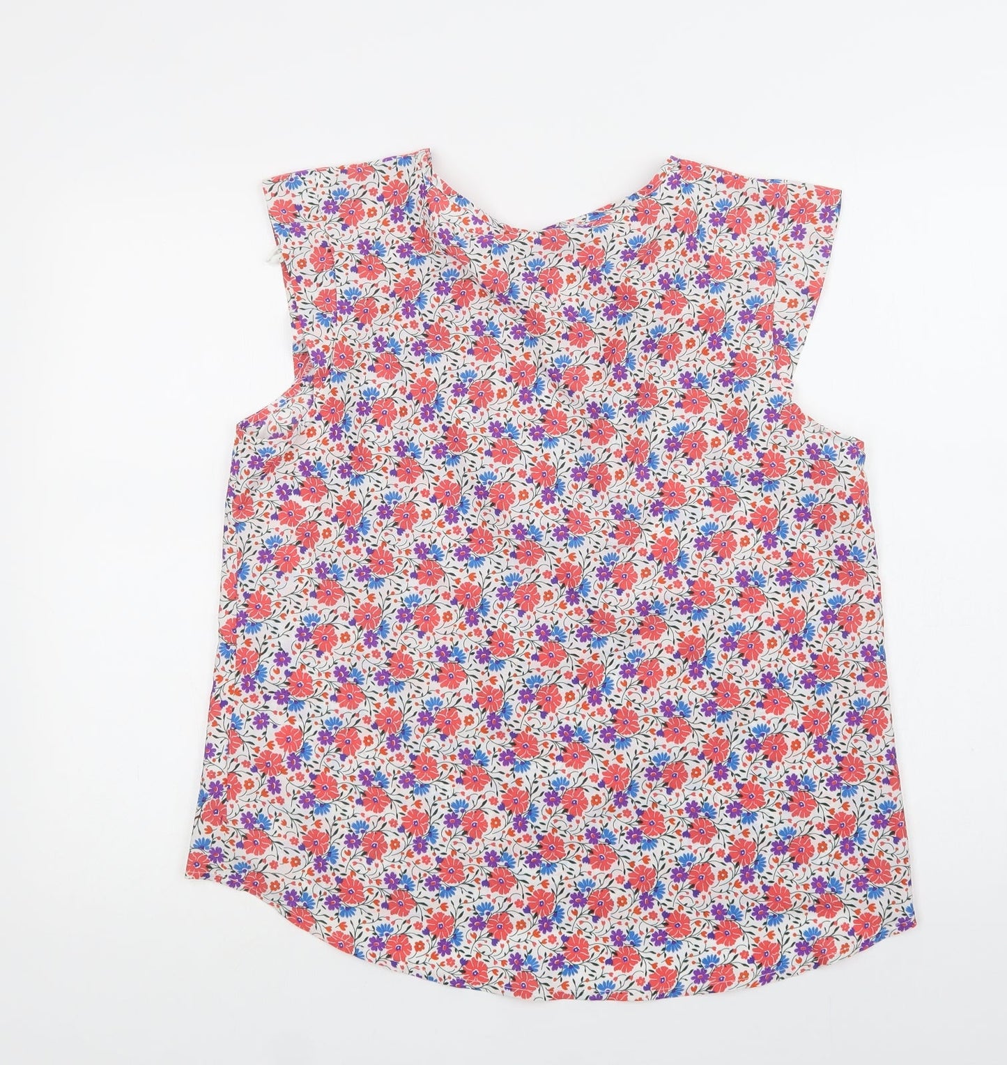 Peacocks Womens Red Floral Polyester Basic Blouse Size 14 Round Neck