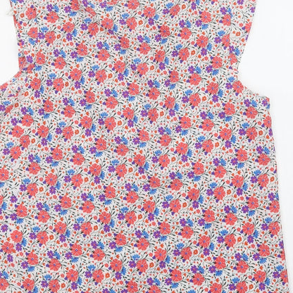 Preloved Peacocks Womens Red Floral Polyester Basic Blouse Size 14 Round Neck - Label