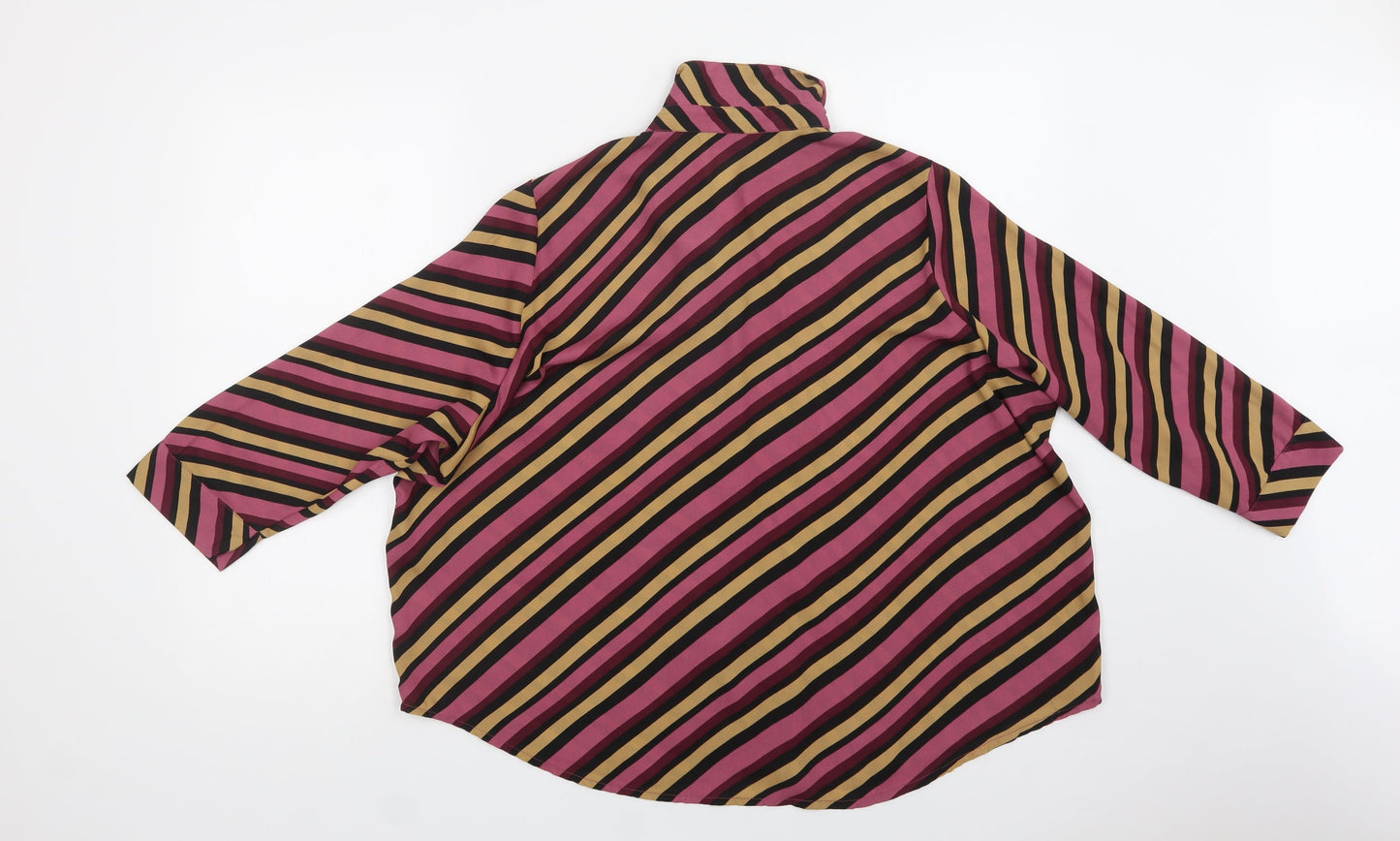 VERO MODA Womens Purple Striped Polyester Basic Blouse Size S Collared