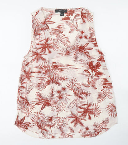 Preloved Primark Womens White Floral Polyester Basic Blouse Size 6 V-Neck - Front