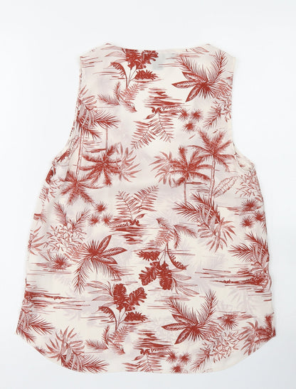Preloved Primark Womens White Floral Polyester Basic Blouse Size 6 V-Neck - Back