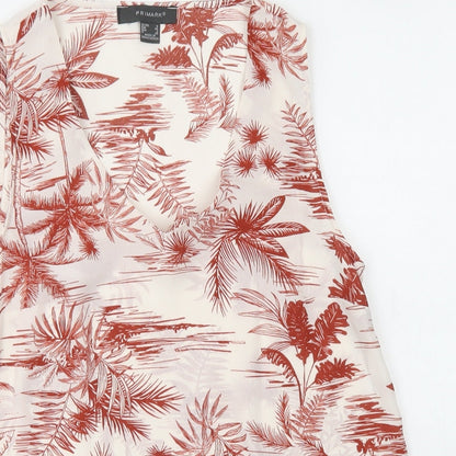 Preloved Primark Womens White Floral Polyester Basic Blouse Size 6 V-Neck - Detail