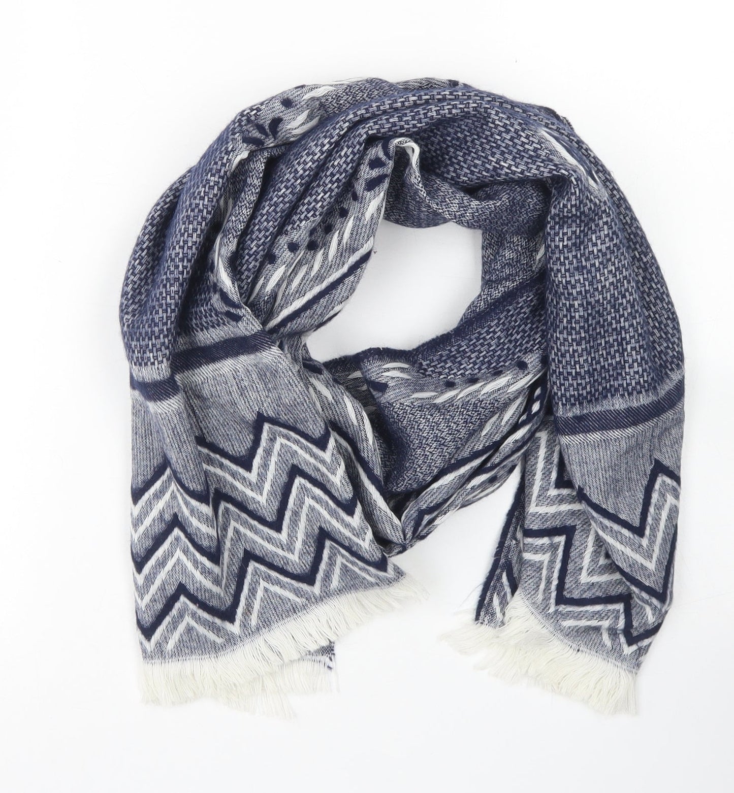 Luxe Unisex Blue Argyle/Diamond Viscose  Scarf