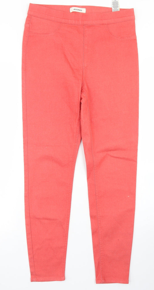 Marks & Spencer Womens Orange  Cotton Jegging Jeans Size 10 L27 in Regular