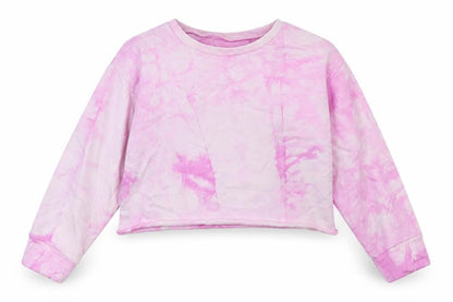 Dunnes Girls Pink  Cotton Pullover Sweatshirt Size 5-6 Years   - Tie Dye, Cropped