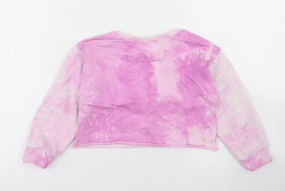 Dunnes Girls Pink  Cotton Pullover Sweatshirt Size 5-6 Years   - Tie Dye, Cropped