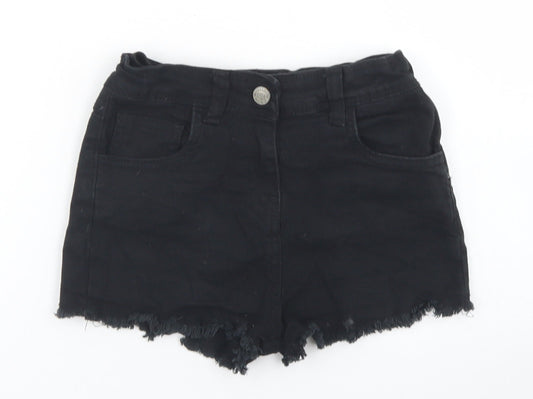 Pep & Co Girls Black  Cotton Mom Shorts Size 8-9 Years  Regular Buckle