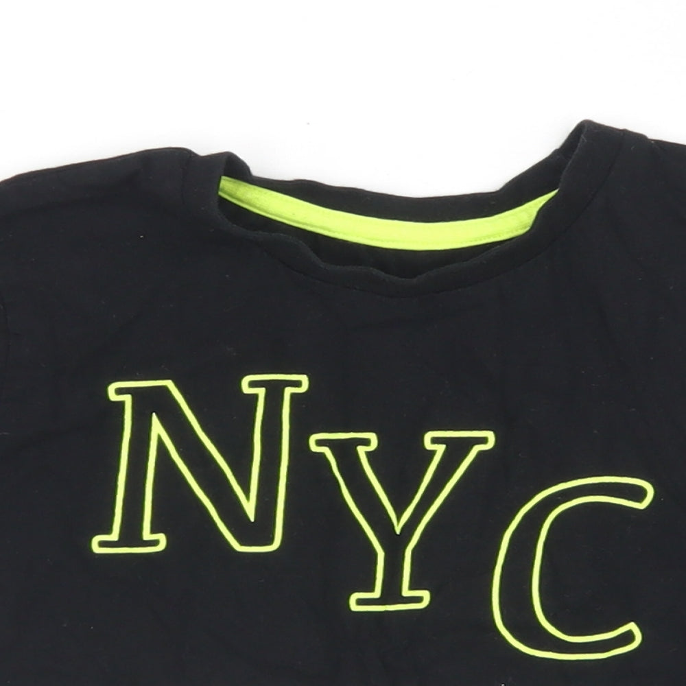 Dunnes Girls Black  Cotton Cropped T-Shirt Size 7-8 Years Crew Neck  - NYC