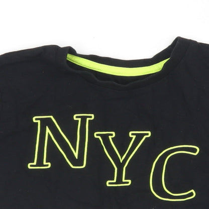 Dunnes Girls Black  Cotton Cropped T-Shirt Size 7-8 Years Crew Neck  - NYC