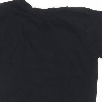 Dunnes Girls Black  Cotton Cropped T-Shirt Size 7-8 Years Crew Neck  - NYC