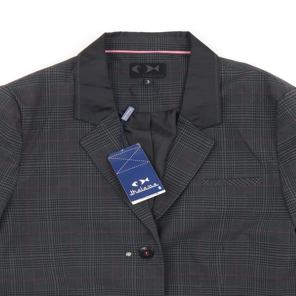 Thalassa Womens Grey Plaid Polyester Jacket Blazer Size 10   - Approximate Sizing