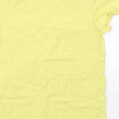 Preloved H&M Girls Yellow  Cotton Basic T-Shirt Size 6-7 Years Round Neck Pullover - Label