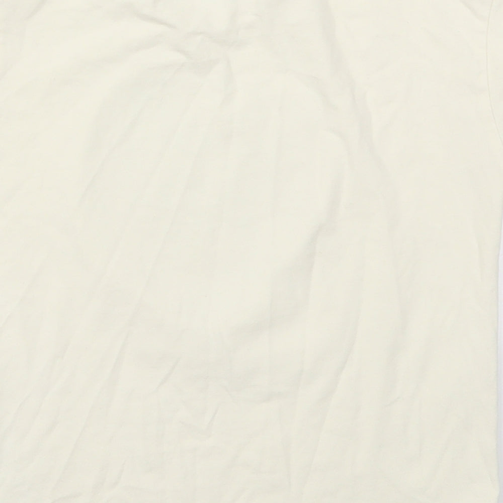 Zara Girls Ivory  Cotton Basic T-Shirt Size 7 Years Crew Neck Pullover - Heart