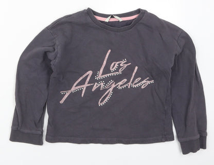 Preloved George Girls Grey  Cotton Pullover Sweatshirt Size 8-9 Years  Pullover - Los Angeles - Front