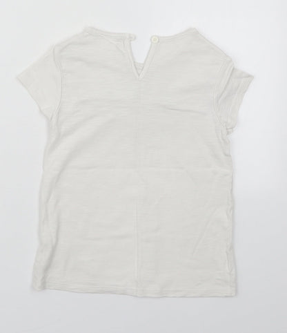 Preloved NEXT Girls White  Cotton Basic T-Shirt Size 7 Years Round Neck Pullover - Back