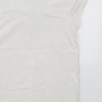 Preloved NEXT Girls White  Cotton Basic T-Shirt Size 7 Years Round Neck Pullover - Label