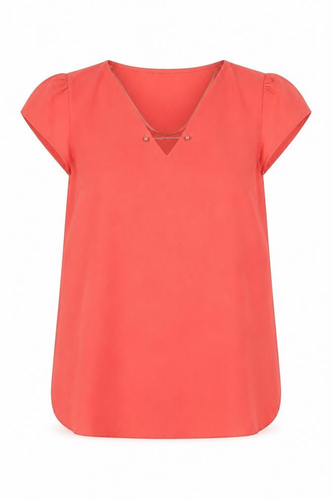 Atmosphere Womens Pink  Polyester Basic Blouse Size 12 V-Neck