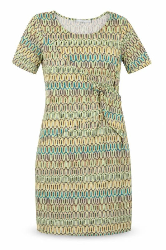 Tramontana Womens Green Geometric Viscose Pencil Dress  Size M  Round Neck Pullover