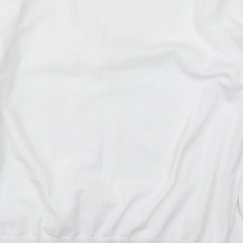 Dunnes Womens White V-Neck  Polyester Pullover Jumper Size L