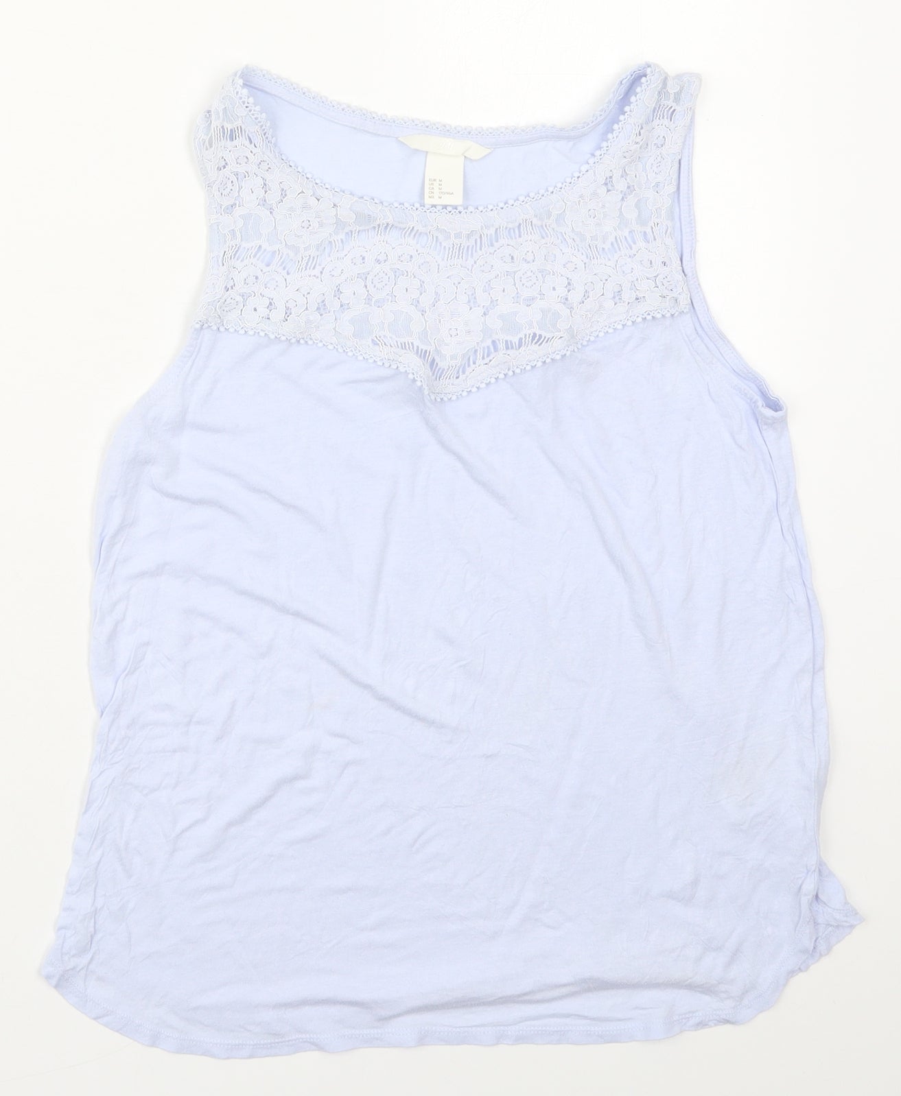 H&M Womens Blue  Viscose Basic Tank Size M Round Neck