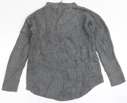 Dex Womens Grey Round Neck  Acrylic Pullover Jumper Size XS