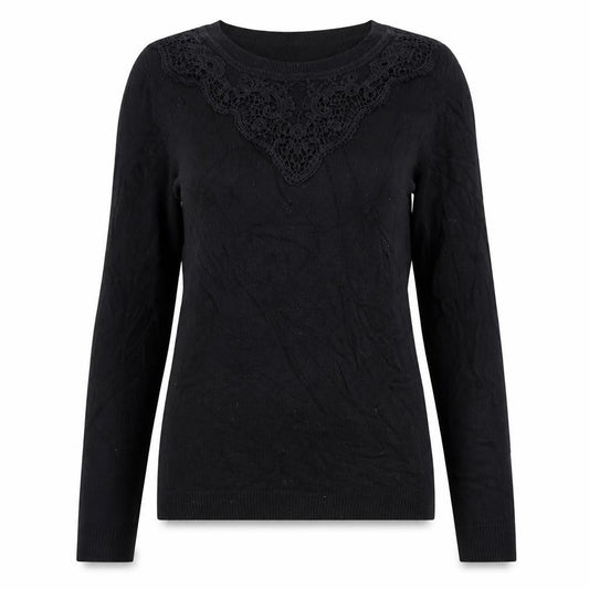 Oasis Womens Black Round Neck  Viscose Pullover Jumper Size XS
