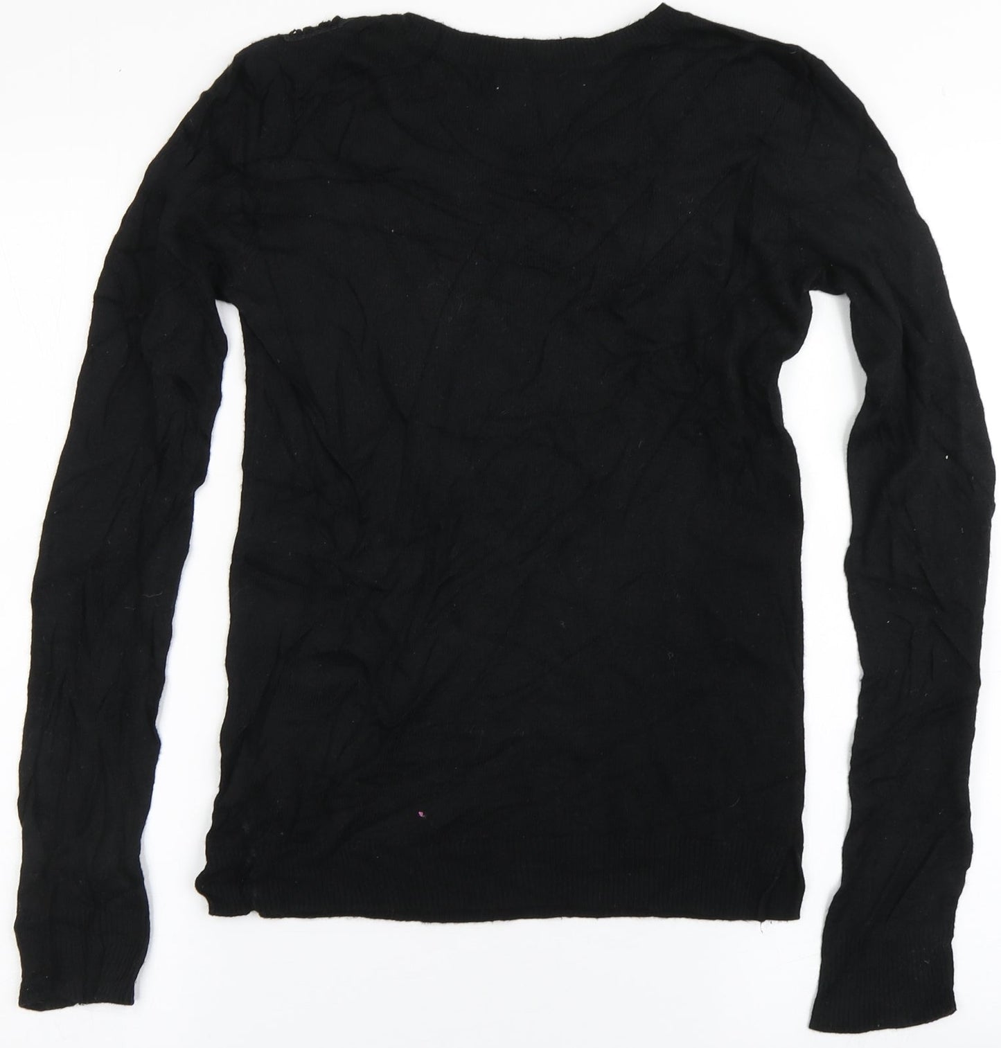 Oasis Womens Black Round Neck  Viscose Pullover Jumper Size XS