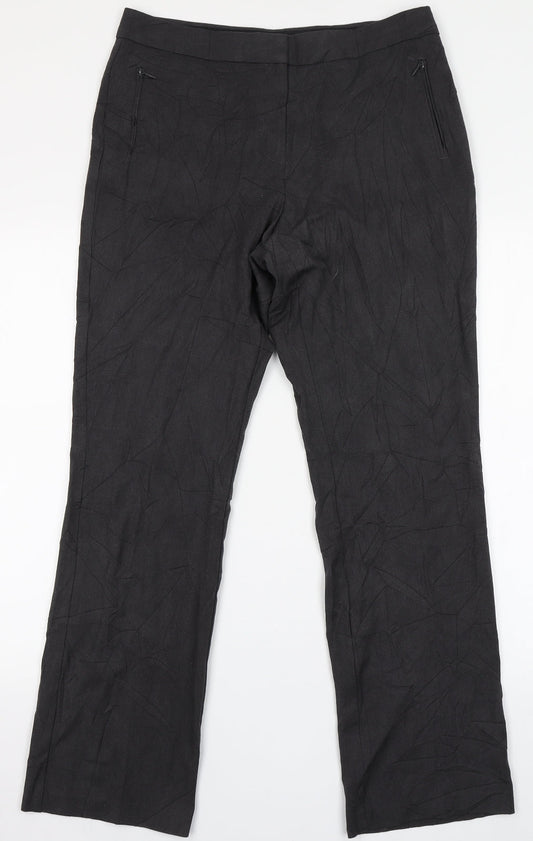 Marks and Spencer Womens Grey  Viscose Trousers  Size 12 L30 in Regular Button