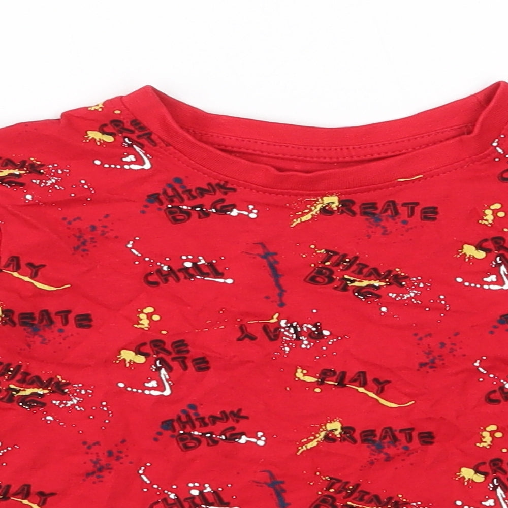 Primark Boys Red  Cotton Basic T-Shirt Size 2-3 Years Round Neck Pullover