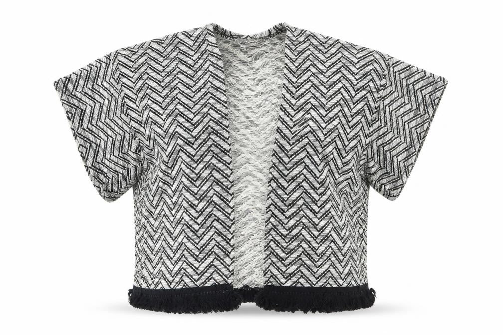 New Look 915 Generation Girls White V-Neck Geometric Cotton Cardigan Jumper Size S  Pullover