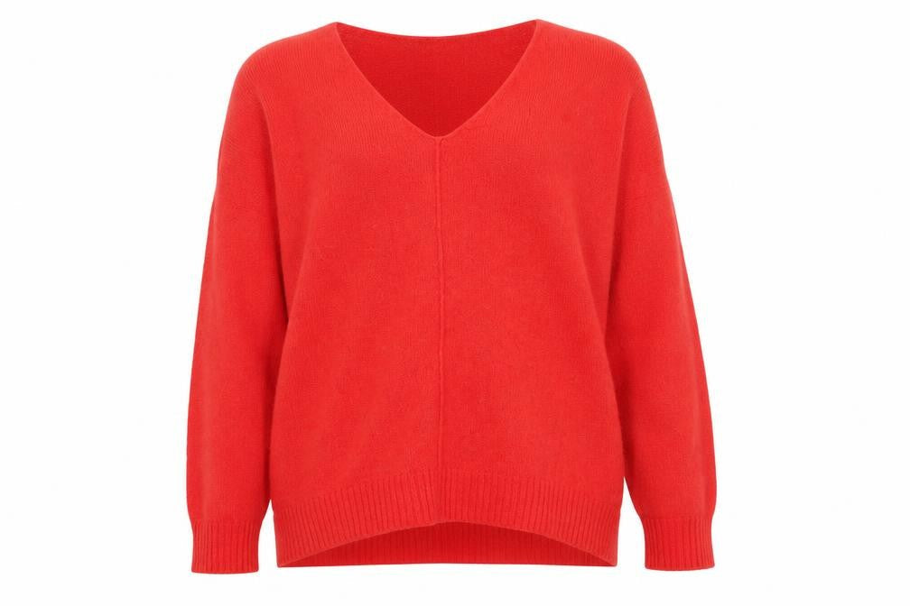 H&M Womens Orange V-Neck  Acrylic Pullover Jumper Size M