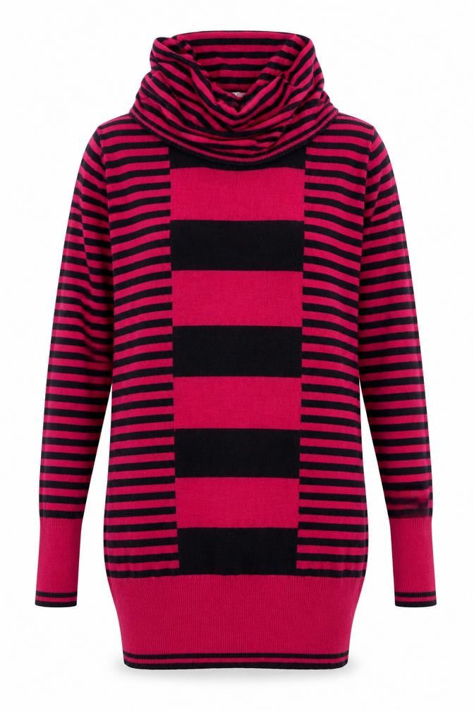 Per Una Womens Pink Roll Neck Striped Acrylic Pullover Jumper Size 8