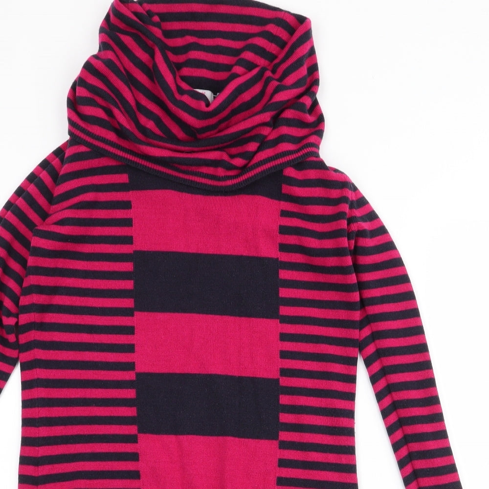 Per Una Womens Pink Roll Neck Striped Acrylic Pullover Jumper Size 8