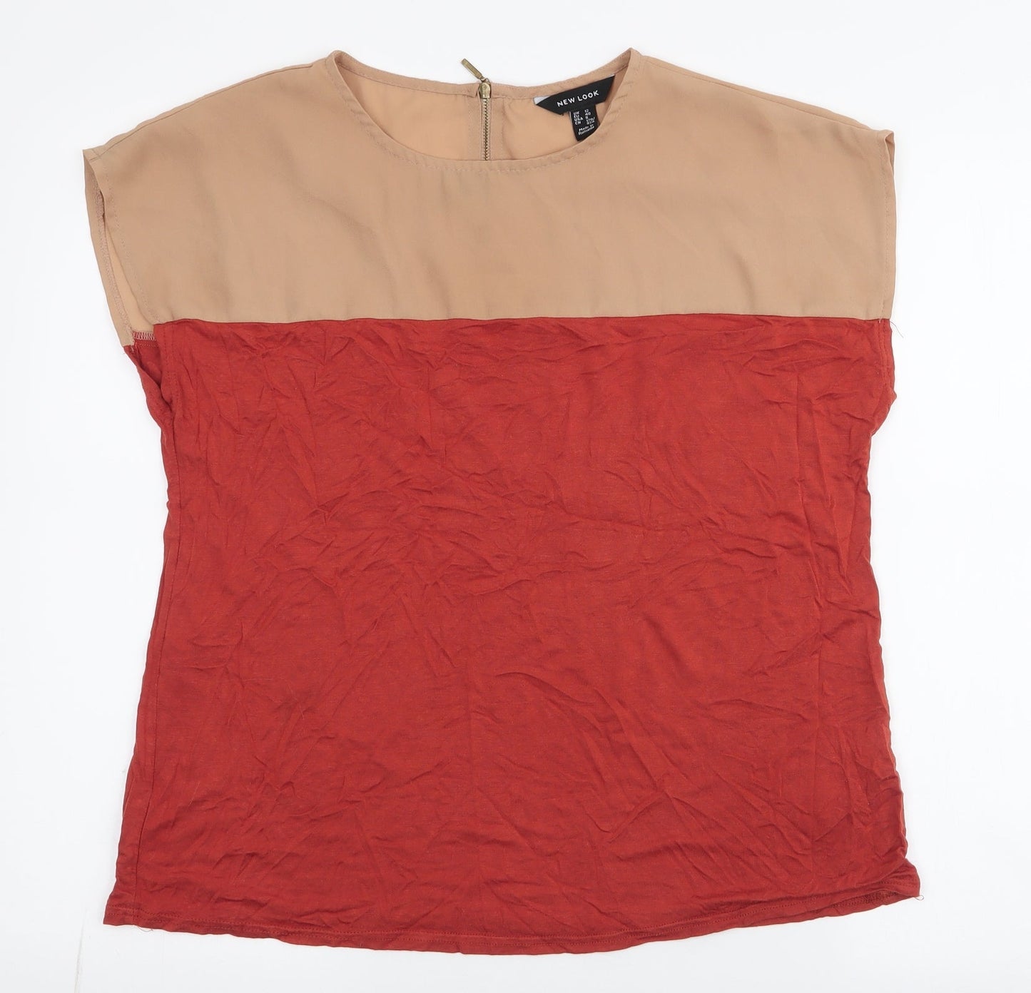 New Look Womens Orange  Polyester Jersey T-Shirt Size 12 Round Neck