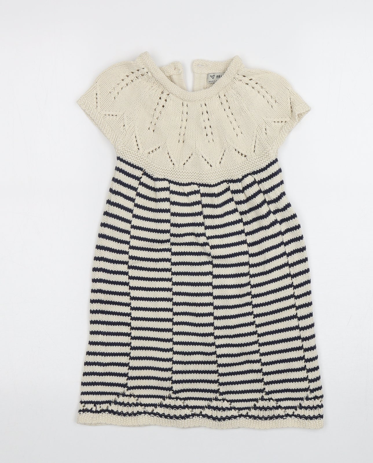 NEXT Womens Multicoloured Striped Cotton Jumper Dress  Size 50  Round Neck Pullover