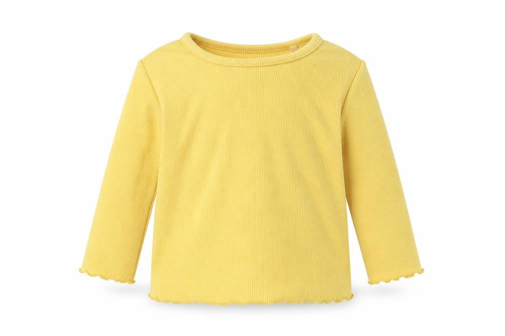 NEXT Girls Yellow  Cotton Basic T-Shirt Size 3-6 Months Round Neck Pullover