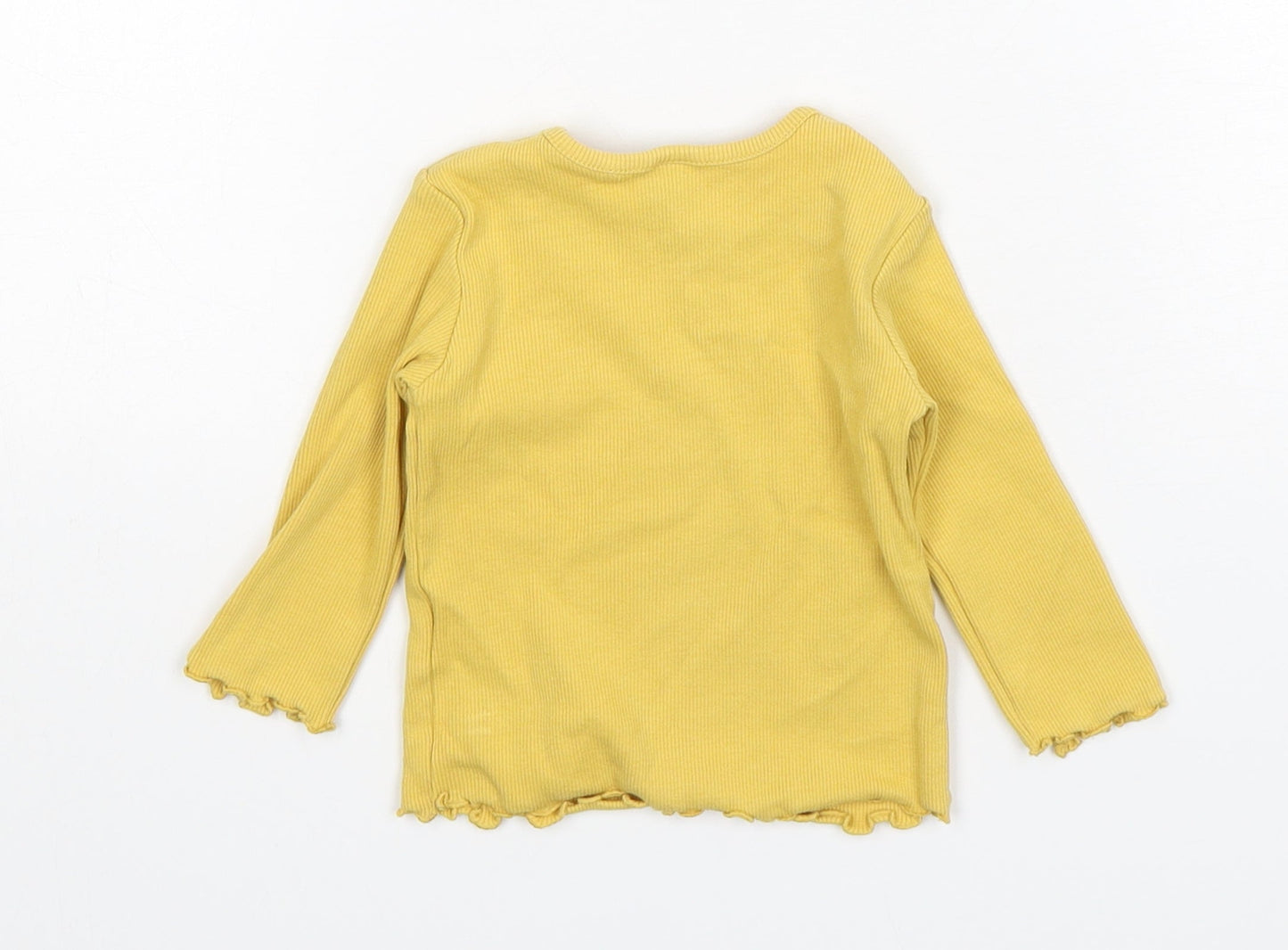 NEXT Girls Yellow  Cotton Basic T-Shirt Size 3-6 Months Round Neck Pullover