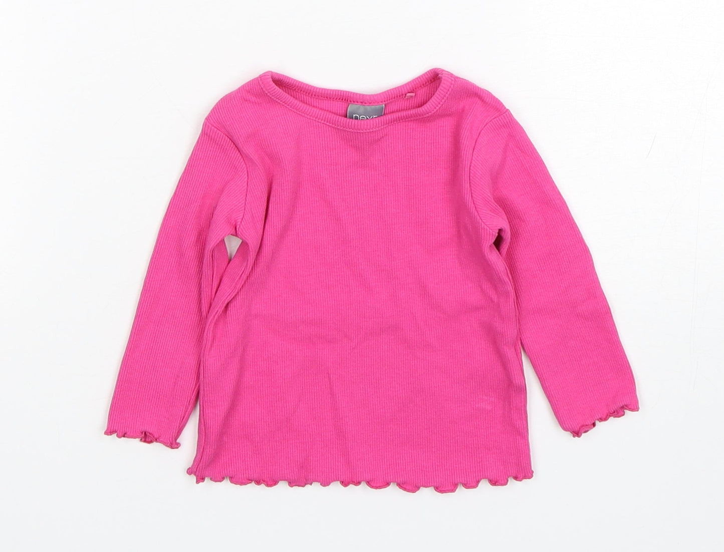 NEXT Girls Pink  Cotton Basic T-Shirt Size 3-6 Months Round Neck Pullover