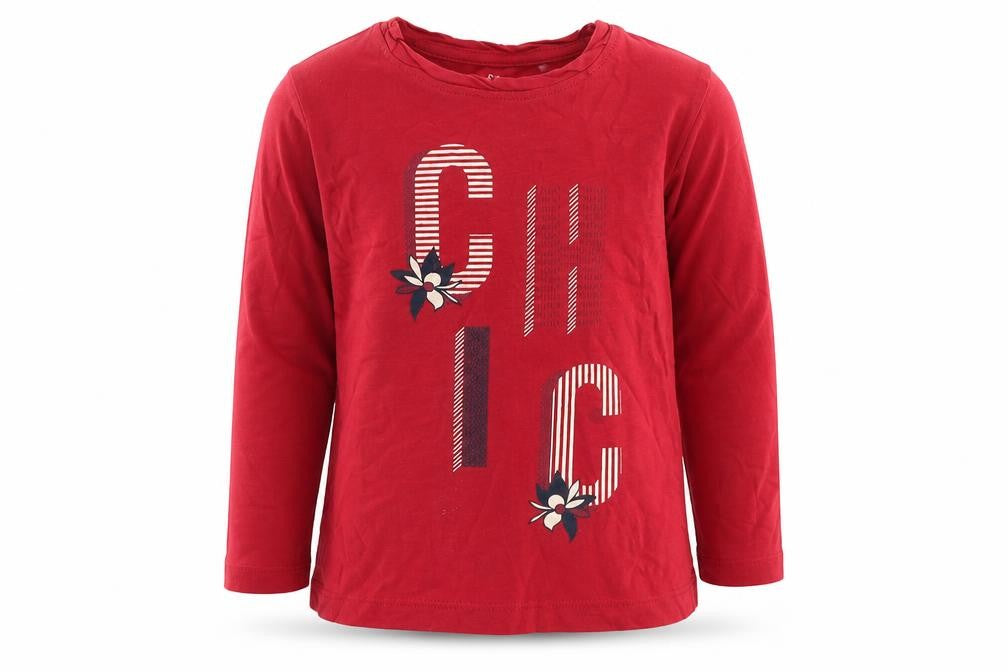 Name It  Girls Red  Cotton Basic T-Shirt Size 6 Years Round Neck Pullover