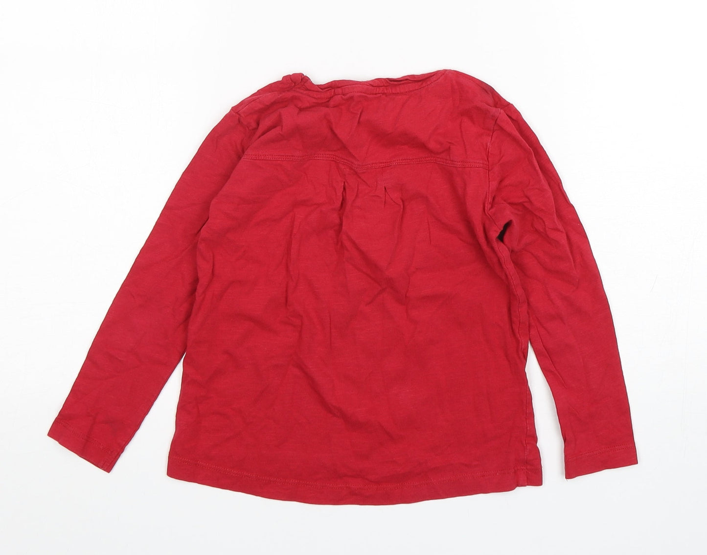 Name It  Girls Red  Cotton Basic T-Shirt Size 6 Years Round Neck Pullover