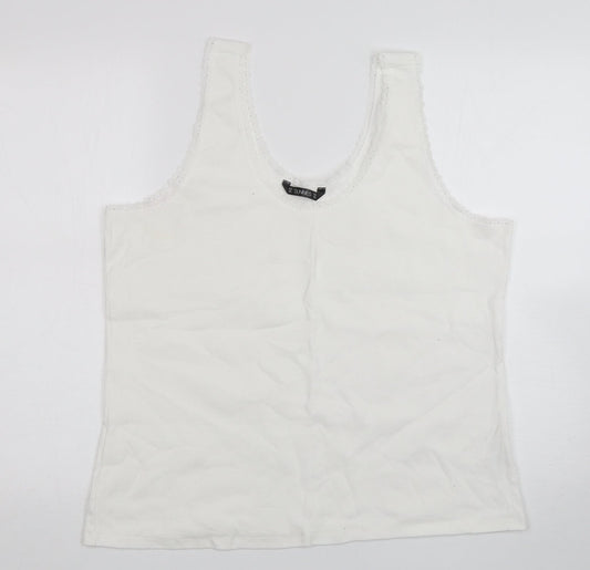 Dunnes Stores Womens White  Cotton Basic Tank Size 2XL Round Neck
