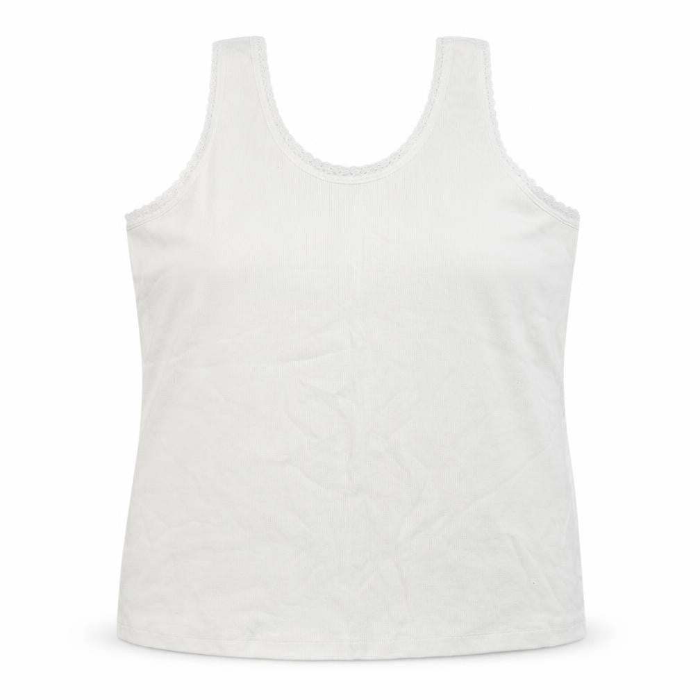 Dunnes Stores Womens White  Cotton Basic Tank Size 2XL Round Neck
