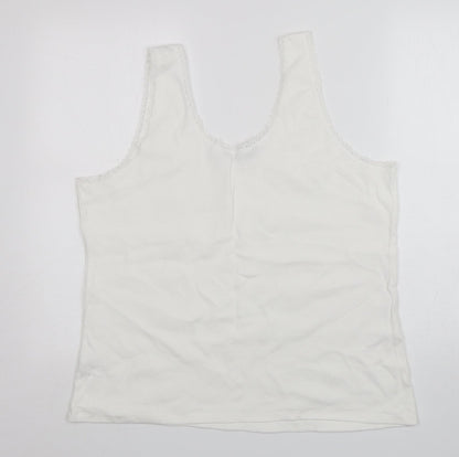 Dunnes Womens White  Cotton Basic Tank Size 2XL Round Neck