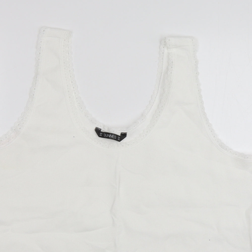 Dunnes Stores Womens White  Cotton Basic Tank Size 2XL Round Neck