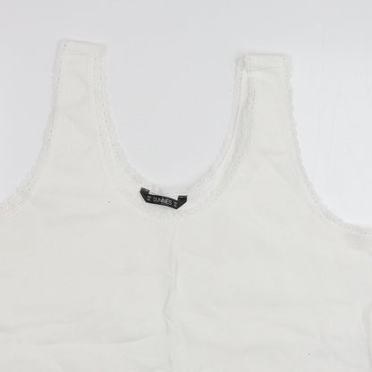 Dunnes Womens White  Cotton Basic Tank Size 2XL Round Neck