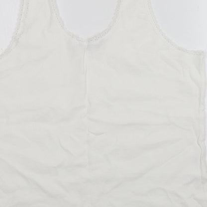 Dunnes Womens White  Cotton Basic Tank Size 2XL Round Neck