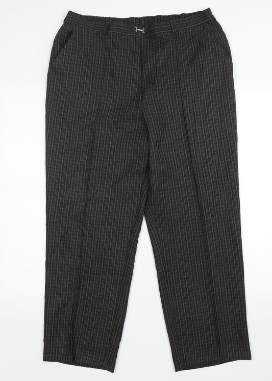 Marks and Spencer Womens Multicoloured Check Polyester Trousers  Size 16 L27 in Regular